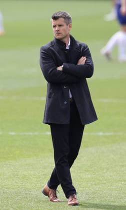 Kington Upon Thames, England, 2nd May 2021. Bayern Munich coach Jens Scheuer during the UEFA Women s Champions League match at Kingsmeadow, Kington Upon Thames. Picture credit should read: Paul Terry Sportimage EDITORIAL USE ONLY. No use with unauthorised audio, video, data, fixture lists, club league logos or live services. Online in-match use limited to 120 images, no video emulation. No use in betting, games or single club league player publications. SPI-1031-0007