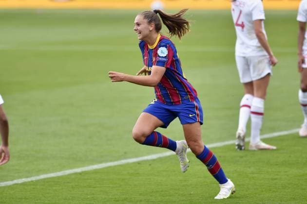 Johan Cruyff Stadium Lieke Martens of FC Barcelona, Barca celebrate a goal during the UEFA Champions League Women semifinal second leg match between FC Barcelona and PSG at Johan Cruyff Stadium in Barcelona, Spain. Gerard Franco 