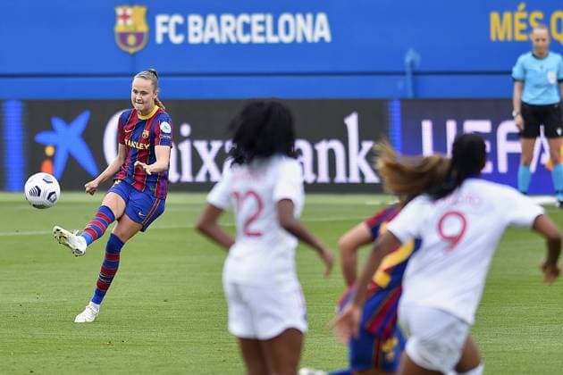 Johan Cruyff Stadium Graham Hansen of FC Barcelona, Barca during the UEFA Champions League Women semifinal second leg match between FC Barcelona and PSG at Johan Cruyff Stadium in Barcelona, Spain. Gerard Franco 