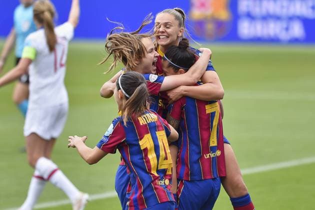 Johan Cruyff Stadium Lieke Martens of FC Barcelona, Barca celebrate a goal during the UEFA Champions League Women semifinal second leg match between FC Barcelona and PSG at Johan Cruyff Stadium in Barcelona, Spain. Gerard Franco 