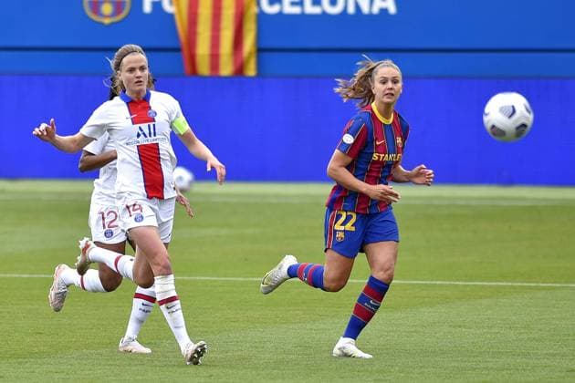 Johan Cruyff Stadium Lieke Martens of FC Barcelona, Barca during the UEFA Champions League Women semifinal second leg match between FC Barcelona and PSG at Johan Cruyff Stadium in Barcelona, Spain. Gerard Franco 