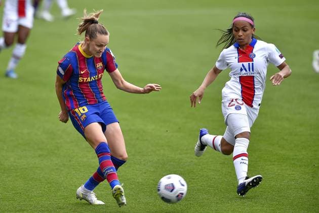 Johan Cruyff Stadium Graham Hansen of FC Barcelona, Barca during the UEFA Champions League Women semifinal second leg match between FC Barcelona and PSG at Johan Cruyff Stadium in Barcelona, Spain. Gerard Franco 