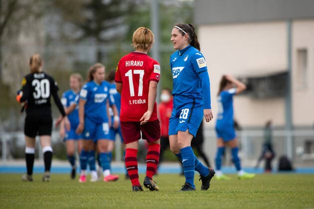 Nadja Schneider (TSG Hoffenheim U20) enttaeuscht ueber die Niederlage, GER, TSG 1899 Hoffenheim U20 vs. 1. FC Koeln, 02.05.2021, Frauen Fussball 2. Bundesliga Sued, 12. Spieltag, Spielzeit 2020 2021 DFB REGULATIONS PROHIBIT ANY USE OF PHOTOGRAPHS AS IMAGE SEQUENCES AND OR QUASI-VIDEO GER, TSG 1899 Hoffenheim U20 vs. 1. FC Koeln, 02.05.2021, Frauen Fussball 2. Bundesliga Sued, 12. Spieltag, Spielzeit 2020 2021 Sinsheim