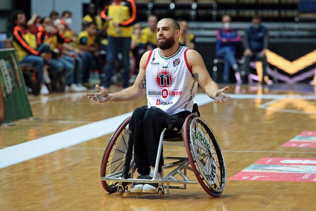02.05.2021, xovx, Rollstuhlbasketball Champions Cup 2021, Spiel um Platz 3, , Bidaideak Bilbao BSR - CD Ilunion Madrid Jordi Ruiz (Bidaideak Bilbao BSR) enttäuscht, enttäuscht schauend Wetzlar Rittal-Arena Hessen Deutschland (DE)