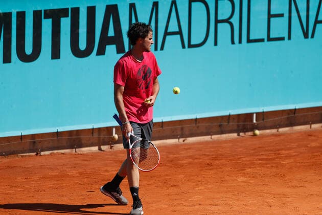 May 2, 2021, MADRID, MADRID, SPAIN: Dominic Thiem of Austria in action during his practice session for the ATP, Tennis Herren Masters 1000 - Mutua Madrid Open 2021 at La Caja Magica on May 2, 2021 in Madrid, Spain. MADRID SPAIN - ZUMAa181 20210502_zaa_a181_005 Copyright: xOscarxJ.xBarrosox