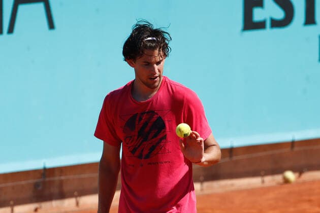 May 2, 2021, MADRID, MADRID, SPAIN: Dominic Thiem of Austria in action during his practice session for the ATP, Tennis Herren Masters 1000 - Mutua Madrid Open 2021 at La Caja Magica on May 2, 2021 in Madrid, Spain. MADRID SPAIN - ZUMAa181 20210502_zaa_a181_007 Copyright: xOscarxJ.xBarrosox