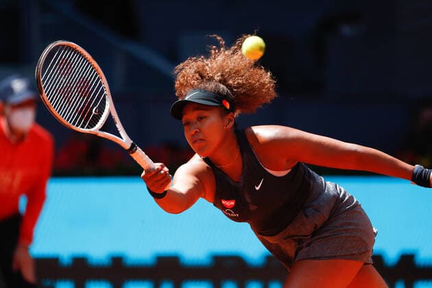 May 2, 2021, MADRID, MADRID, SPAIN: Naomi Osaka of Japan in action during his Women s Singles match, second round, against Karolina Muchova of Czech Republic on the WTA, Tennis Damen 1000 - Mutua Madrid Open 2021 at La Caja Magica on May 2, 2021 in Madrid, Spain. MADRID SPAIN - ZUMAa181 20210502_zaa_a181_048 Copyright: xOscarxJ.xBarrosox