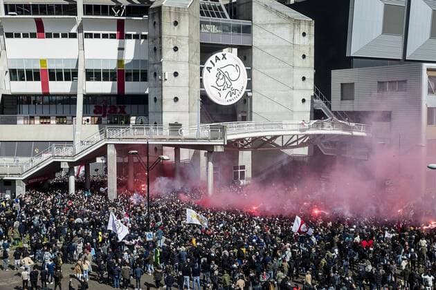 Sport Bilder des Tages AMSTERDAM, 02-05-2021, JohanCruyff Arena, Dutch Eredivisie Football, season 2020 2021 between Ajax and FC Emmen. Ajax fans celebrating championship. Ajax - Emmen  x11645872x Copyright: