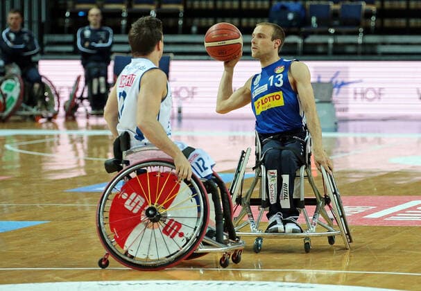 02.05.2021, xovx, Rollstuhlbasketball Champions Cup 2021, Finale, , RSB Thuringia Bulls - RSV Lahn-Dill v.l. Jens Albrecht (RSB Thuringia Bulls), Thomas Böhme (RSV Lahn-Dill) Wetzlar Rittal-Arena Hessen Deutschland (DE)