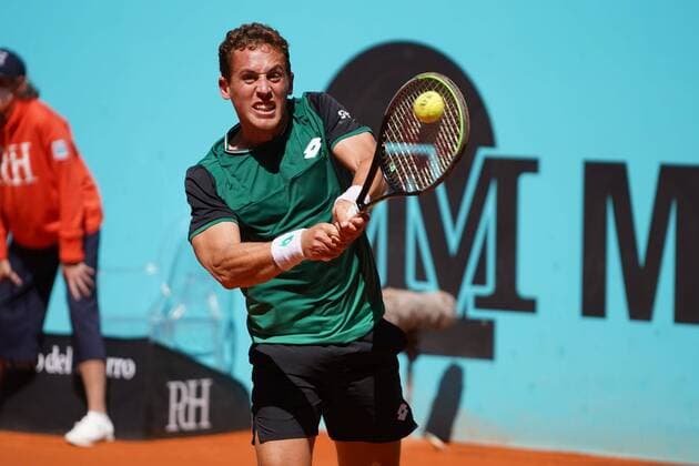 Marco Cecchinato (ITA) vs Roberto Carballes (SPA) during their match at the Mutua Madrid Open tennis tournament in Madrid , Sunday May 02, 2021 Cordon Press