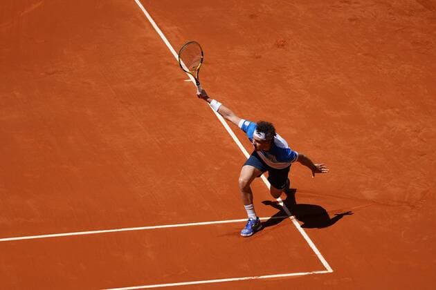 Marco Cecchinato (ITA) vs Roberto Carballes (SPA) during their match at the Mutua Madrid Open tennis tournament in Madrid , Sunday May 02, 2021 Cordon Press