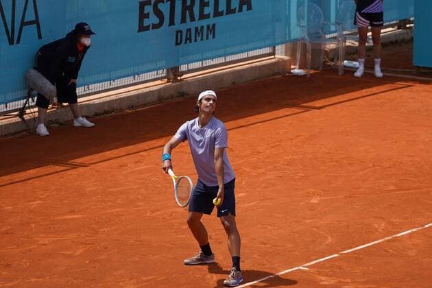 Carlos Taberner (SPA) vs Lorenzo Musetti (ITA) during their match at the Mutua Madrid Open tennis tournament in Madrid , Sunday May 02, 2021 Cordon Press