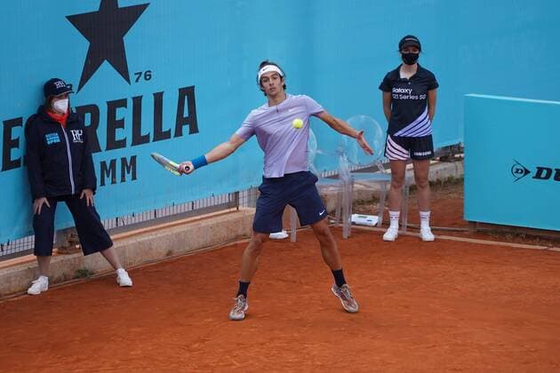 Carlos Taberner (SPA) vs Lorenzo Musetti (ITA) during their match at the Mutua Madrid Open tennis tournament in Madrid , Sunday May 02, 2021 Cordon Press