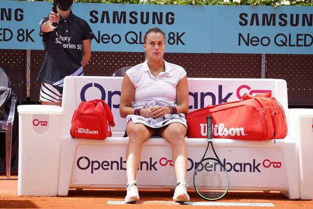 Aryna Sabalenka (BLR) vs Daria Kasatkina (RUS) Durning Match WTA, Tennis Damen 1000 - Mutua Madrid Open 2021 at La Caja Magica, domingo 02 de mayo de 2021 Cordon Press