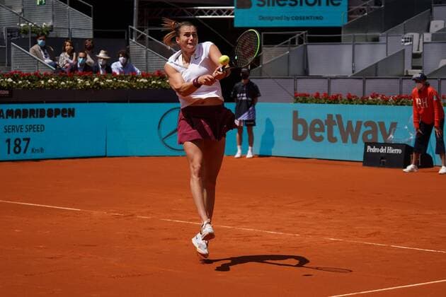 Aryna Sabalenka (BLR) vs Daria Kasatkina (RUS) Durning Match WTA, Tennis Damen 1000 - Mutua Madrid Open 2021 at La Caja Magica, domingo 02 de mayo de 2021 Cordon Press