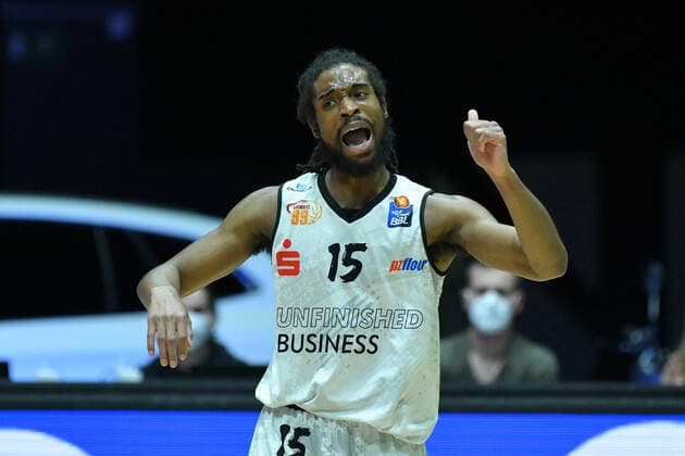 Marcus Thornton (Niners Chemnitz) jubelt, Niners Chemnitz vs. Ratiopharm Ulm, 02.05.2021, easycredit Basketball Bundesliga, GER, Saison 2020 21 Niners Chemnitz vs. Ratiopharm Ulm, 02.05.2021, easycredit Basketball Bundesliga, GER, Saison 2020 21 Chemnitz Copyright: xBertxHarzer xEibner-xPressefotox