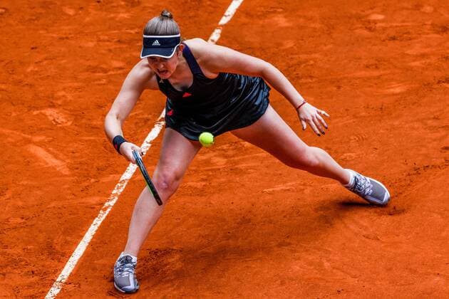 Jelena Ostapenko of Latvia in action against Jennifer Brady of the US during their Mutua Madrid Open tennis tournament s game at Caja Magica tennis complex in Madrid, Spain, 02 May 2021. Mutua Madrid Open !ACHTUNG: NUR REDAKTIONELLE NUTZUNG!  Copyright: xJuanJoxMartínx GRAF7747 20210502-637555764413253547