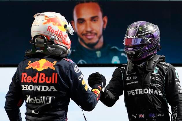 F1 Grand Prix of Portugal 33 Max Verstappen (NED, Red Bull Racing), 44 Lewis Hamilton (GBR, Mercedes-AMG Petronas F1 Team), F1 Grand Prix of Portugal at Autodromo Internacional do Algarve on May 2, 2021 in Portimao, Portugal. (Photo by GABRIEL BOUYS AFP FIA Pool via HOCH ZWEI) Portimao Portugal Poolfoto HOCH ZWEI Pool AFP ,EDITORIAL USE ONLY