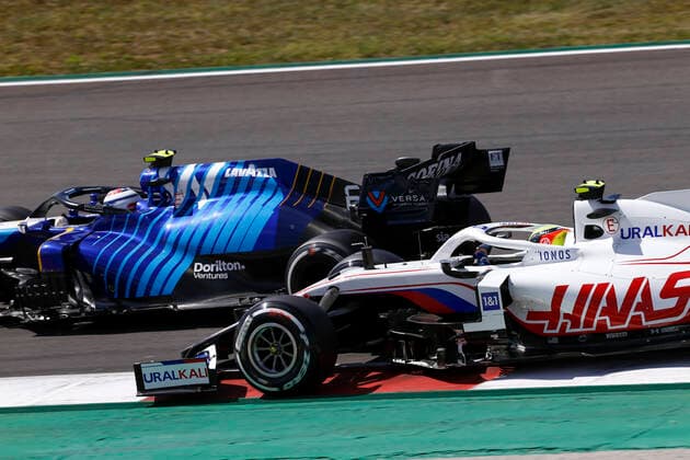 47 Mick Schumacher (GER, Haas F1 Team), 6 Nicholas Latifi (CAN, Williams Racing), F1 Grand Prix of Portugal at Autodromo Internacional do Algarve on May 2, 2021 in Portimao, Portugal. (Photo by HOCH ZWEI) Portimao Portugal