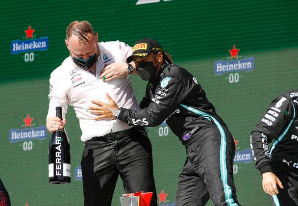 Kane Hemmant (Mercedes-AMG Petronas F1 Team), 44 Lewis Hamilton (GBR, Mercedes-AMG Petronas F1 Team), F1 Grand Prix of Portugal at Autodromo Internacional do Algarve on May 2, 2021 in Portimao, Portugal. (Photo by HOCH ZWEI) Portimao Portugal