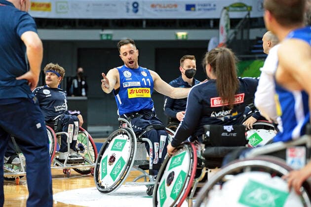 02.05.2021, xovx, Rollstuhlbasketball Champions Cup 2021, Finale, , RSB Thuringia Bulls - RSV Lahn-Dill Der RSV Lahn-Dill gewinnt die Champions League nach einem 71:67 Sieg gegen die Thuringia Bulls, mitte Steve Serio (RSV Lahn-Dill) Wetzlar Rittal-Arena Hessen Deutschland (DE)
