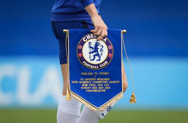 Chelsea matchday pennant during the 2nd leg Semi Final of the UEFA Women s Champions League behind closed doors match between Chelsea Women and FC Bayern Munich women at the Kingsmeadow Stadium, Kingston, England on 2 May 2021. Copyright: xAndyxRowlandx PMI-4188-0011