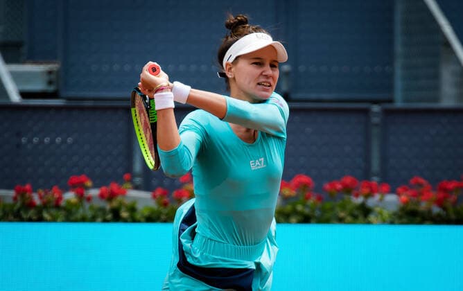 May 3, 2021, MADRID, MADRID, SPAIN: Veronika Kudermetova of Russia in action during the third round of the 2021 Mutua Madrid Open WTA, Tennis Damen 1000 tournament against Petra Kvitova of Czech Republic MADRID SPAIN - ZUMAa181 20210503_zaa_a181_059 Copyright: xRobxPrangex