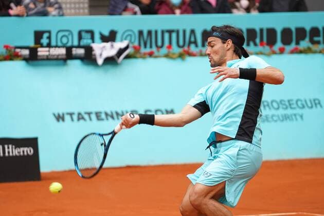 Carlos Taberner (SPA) vs FabioFognini (ITA) during the Monday session at the Mutua Madrid Tennis Open, Madrid May 3, 2021 Cordon Press