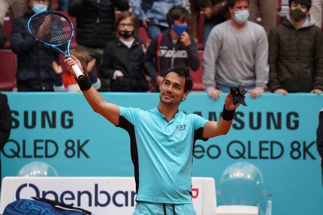 Carlos Taberner (SPA) vs FabioFognini (ITA) during the Monday session at the Mutua Madrid Tennis Open, Madrid May 3, 2021 Cordon Press