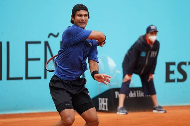 Pablo Andujar (SPA) vs Marcos Giron (US) during the Monday session at the Mutua Madrid Tennis Open, Madrid May 3, 2021 Cordon Press