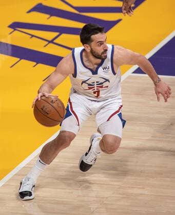 Los Angeles (United States), 03 05 2021.- Facundo Campazzo of the Nuggets walks down the court with the ball during the NBA, Basketball Herren, USA game between Los Angeles Lakers and Denver Nuggets, at the Staples Center in Los Angeles, California, USA, 03 May 2021. Los Angeles Lakers vs. Denver Nuggets !ACHTUNG: NUR REDAKTIONELLE NUTZUNG!  Copyright: xJavierxRojasx AME4924 20210504-637557051511356281