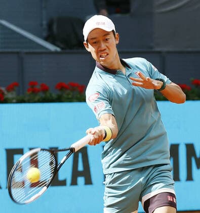 Tennis: Madrid Open Japan s Kei Nishikori is pictured during his Madrid Open first-round match against Karen Khachanov of Russia on May 4, 2021, in Madrid, Spain. 