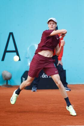 May 4, 2021, MADRID, MADRID, SPAIN: Jannik Sinner of Italy in action during his Men s Singles match, round of 64, against Guido Pella of Argentina on the ATP, Tennis Herren Masters 1000 - Mutua Madrid Open 2021 at La Caja Magica on May 4, 2021 in Madrid, Spain. MADRID SPAIN - ZUMAa181 20210504_zaa_a181_008 Copyright: xOscarxJ.xBarrosox