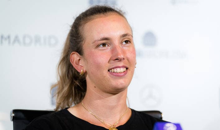 May 4, 2021, MADRID, MADRID, SPAIN: Elise Mertens of Belgium talks to the media after winning her third-round match at the 2021 Mutua Madrid Open WTA, Tennis Damen 1000 tournament MADRID SPAIN - ZUMAa181 20210504_zaa_a181_211 Copyright: xRobxPrangex
