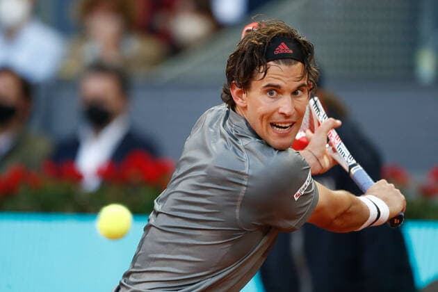 Sport Bilder des Tages May 4, 2021, MADRID, MADRID, SPAIN: Marcos Giron of United States in action during his Men s Singles match, round of 32, against Dominic Thiem of Austria on the ATP, Tennis Herren Masters 1000 - Mutua Madrid Open 2021 at La Caja Magica on May 4, 2021 in Madrid, Spain. MADRID SPAIN - ZUMAa181 20210504_zaa_a181_285 Copyright: xOscarxJ.xBarrosox