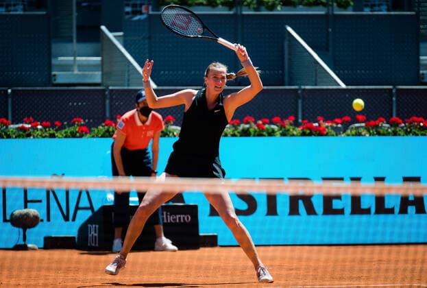 May 5, 2021, MADRID, MADRID, SPAIN: Petra Kvitova of the Czech Republic in action during the quarter-finals of the 2021 Mutua Madrid Open WTA, Tennis Damen 1000 tournament against Ashleigh Barty of Australia MADRID SPAIN - ZUMAa181 20210505_zaa_a181_088 Copyright: xRobxPrangex