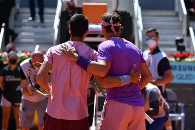 Rafael Nadal (Esp) defeated Carlos Alcaraz TENNIS : Mutua Madrid Open - 05 05 2021 AntoineCouvercelle Panoramic 