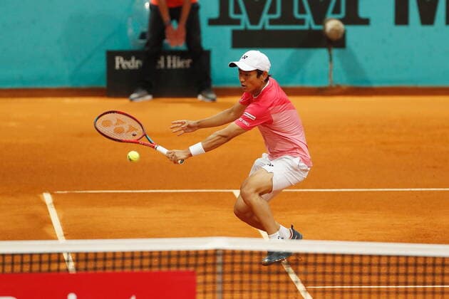 Yoshihito Nishioka (JPN), MAY 5, 2021 - Tennis : Yoshihito Nishioka of Japan during singles 2nd round match against Casper Ruud of Norwey on the ATP, Tennis Herren Masters 1000 Mutua Madrid Open tennis tournament at the Caja Magica in Madrid, Spain. Noxthirdxpartyxsales  (0117103695st)