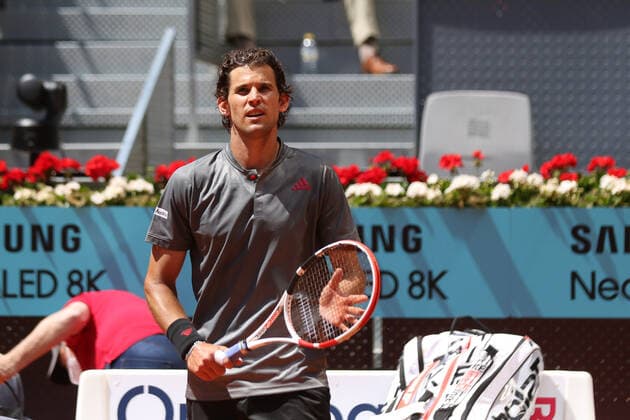 May 6, 2021, MADRID, MADRID, SPAIN: Dominic Thiem of Austria in action during his Men s Singles match, round of 16, against Alex de Minaur of Australia on the ATP, Tennis Herren Masters 1000 - Mutua Madrid Open 2021 at La Caja Magica on May 6, 2021 in Madrid, Spain. MADRID SPAIN - ZUMAa181 20210506_zaa_a181_017 Copyright: xOscarxJ.xBarrosox