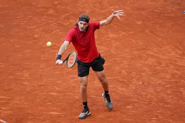 Mutua Madrid Open - Day Eight Stefanos Tsitsipas of Greece in accion durante his third round match against Casper Ruud of Norway during day eight of the Mutua Madrid Open at La Caja Magica on May 06, 2021 in Madrid, Spain. Madrid Spain gonzalez-notitle210506_nppDV  Copyright: xOscarxGonzalezx
