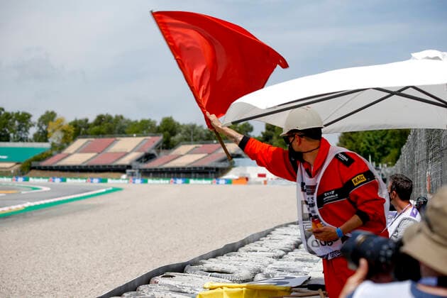 Red flag, F1 Grand Prix of Spain at Circuit de Barcelona-Catalunya on May 7, 2021 in Barcelona, Spain. (Photo by HOCH ZWEI) Barcelona Spain