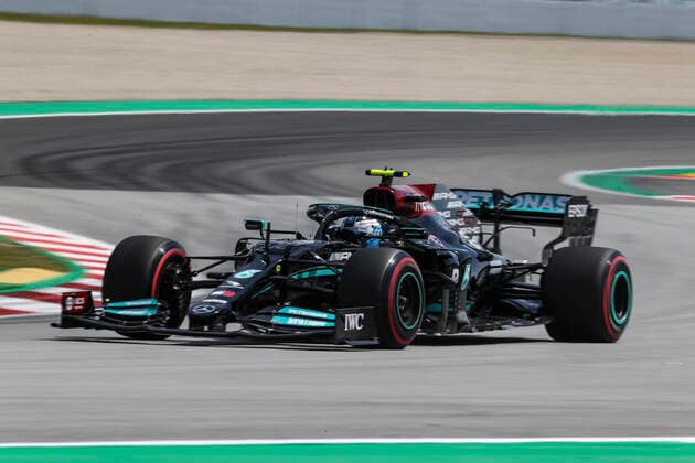 77 BOTTAS Valtteri (fin), Mercedes AMG F1 GP W12 E Performance, action during the Formula 1 Aramco Gran Premio De Espana 2021 from May 07 to 10, 2021 on the Circuit de Barcelona-Catalunya, in Montmelo, near Barcelona, Spain - FORMULE 1 : Grand prix d Espagne - Barcelone - Essais - 07 05 2021 DPPI Panoramic 