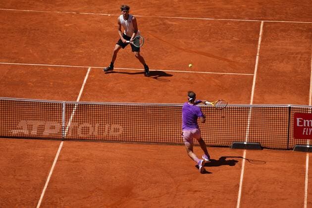 Rafae lNadal (SPA) VS Alexander Zverev (GER) Durning Match Master 1000 - Mutua Madrid Open 2021, Madrid May 7, 2021 Cordon Press