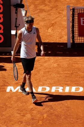 Alexander Zverev of Germany reacts against Rafa Nadal of Spain during the Mutua Madrid Open quarterfinal match against held in Madrid, Spain, 07 May 2021. Mutua Madrid Open tennis tournament !ACHTUNG: NUR REDAKTIONELLE NUTZUNG!  Copyright: xChemaxMoyax GRAF1651 20210507-637560036437468354