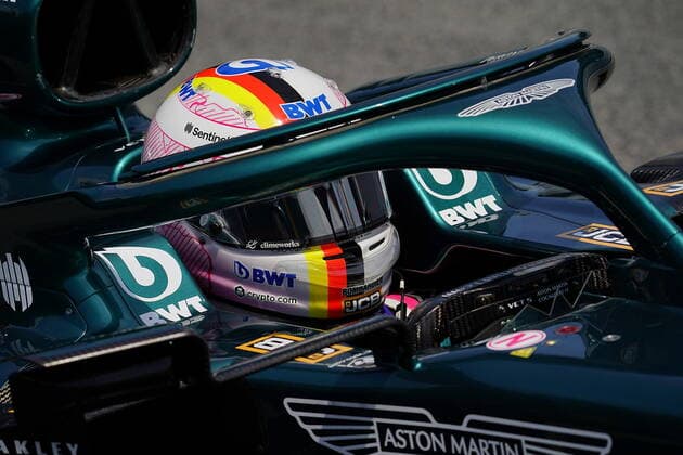 F1 Aramco Grand Prix von Spanien 2021 07.05.2021, Circuit de Catalunya, Barcelona, F1 Aramco Grand Prix von Spanien 2021 , im Bild Sebastian Vettel (DEU 5), Aston Martin Cognizant Formula One Team