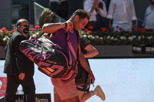 Rafa Nadal of Spain reacts after loosing against Alexander Zverev of Germany following the Mutua Madrid Open quarterfinal match against held in Madrid, Spain, 07 May 2021. Mutua Madrid Open tennis tournament !ACHTUNG: NUR REDAKTIONELLE NUTZUNG!  Copyright: xRodrigoxJimenezx GRAF1661 20210507-637560058475184947