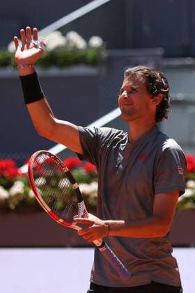 May 7, 2021, MADRID, MADRID, SPAIN: Dominic Thiem of Austria in action during his Men s Singles match, Quarter of Finals, against John Isner of United States on the ATP, Tennis Herren Masters 1000 - Mutua Madrid Open 2021 at La Caja Magica on May 7, 2021 in Madrid, Spain. MADRID SPAIN - ZUMAa181 20210507_zaa_a181_013 Copyright: xOscarxJ.xBarrosox