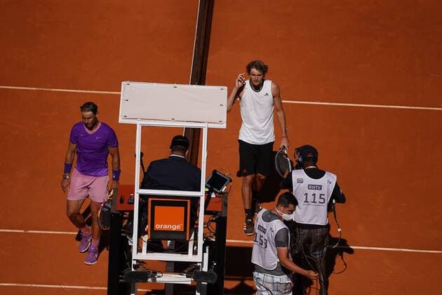 Rafael Nadal (SPA) VS Alexander Zverev (GER) Durning Match Master 1000 - Mutua Madrid Open 2021, Madrid May 7, 2021 Cordon Press Cordon Press
