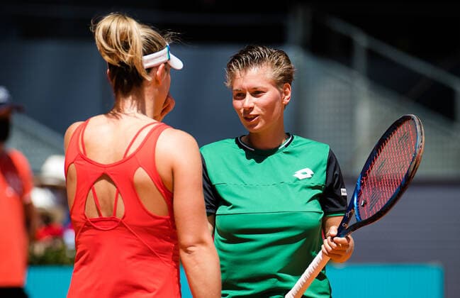 May 8, 2021, MADRID, MADRID, SPAIN: Gabriela Dabrowski of Canada & Demi Schuurs of the Netherlands in action during the doubles final of the 2021 Mutua Madrid Open WTA, Tennis Damen 1000 tournament MADRID SPAIN - ZUMAa181 20210508_zaa_a181_141 Copyright: xRobxPrangex