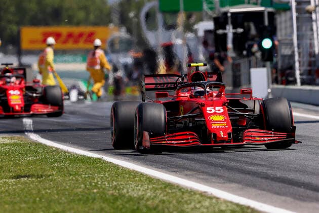 55 Carlos Sainz (ESP, Scuderia Ferrari Mission Winnow), F1 Grand Prix of Spain at Circuit de Barcelona-Catalunya on May 8, 2021 in Barcelona, Spain. (Photo by HOCH ZWEI) Barcelona Spain